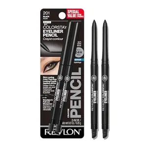 ColorStay Pencil Waterproof Eyeliner, Smudge-Proof, Eye Makeup with Built-In Sharpener, 201 Black, 2 pack