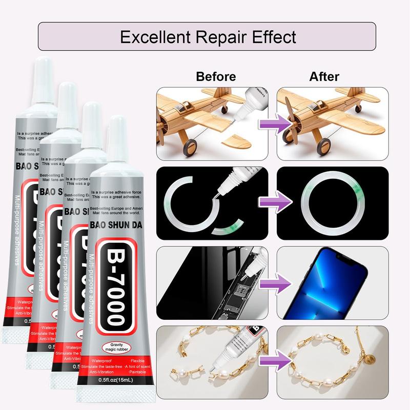 10pcs B-7000 Multi-Purpose Glue 15ML, Super Glue special glue for jewelry setting. Bonds crafts and is suitable for nail art bonding, fabric, jewelry making, wood, glass repair, etc.