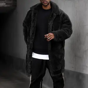 Men’s mid-length plush warm loose jacket — street fashion, suitable for shooting/photoshoots