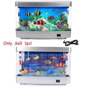 Adjustable LED Aquarium Light with Dynamic Fish Shadows, Aquarium Sensory Lamp, with Wall Shelf Display, Ocean Scene Decor Lamp for Bedroom, Living Room, Office, Aquarium Decor, Office Relax, Oceanthemed Lighting, Switch Control Lighting