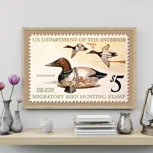 Canvasback Duck Stamp Poster, 1976 Vintage Hunting Print, Waterfowl Wall Art, Duck Collector Decor