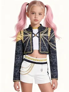Girls' Cool Stage Set, Casual Fashion Short Top and Tank with Shorts, Soft Comfortable Fabric, Perfect Gift for Girls