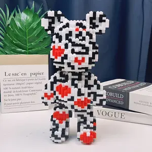 Striped Heart Bear 3D Puzzle Building Blocks, Home Office Decor, Party Decoration, Ideal Gift for Thanksgiving Christmas