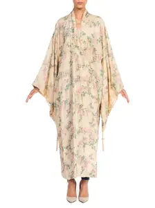 1890S Rare Victorian Hand Printed Light Weight Silk  Kimono