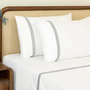 Size  Percale Sheets,   Percale Sheets Set,Cool,Soft,Breathable & Crisp Bedsheet & Pillowcase Sheet Sets,  Percale Sheet Set with Deep Pocket Up to 16 Inches (Gray)