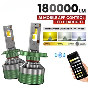 2pcs 180000LM H7 LED Headlight Bluetooth APP Control Color 220W H4 H7 LED H1 H11 9005 HB3 9006 HB4 9012 HIR2 Auto Bulbs LED Lights for Car Headlights