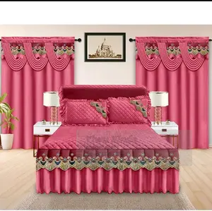 Bedskirt Set Bed Skirt with Elegant Design for Home Decor (5pcs)