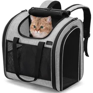 Backpack with Widened Interior Space, Upgraded  Backpack Carrier with Various Ways to Carry, Pet Backpack with Breathable Mesh, Pet Travel Carrier with Soft Padded, Reinforced Support