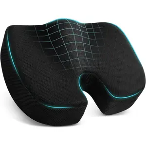 Tushguard Office/ Car Seat Cushion, Non-Slip Sciatica & Back Coccyx Tailbone Pain Relief Chair Pad, Memory Foam Butt Pillow for Computer Desk, Wheelchair, Driving (Black) TushGuard