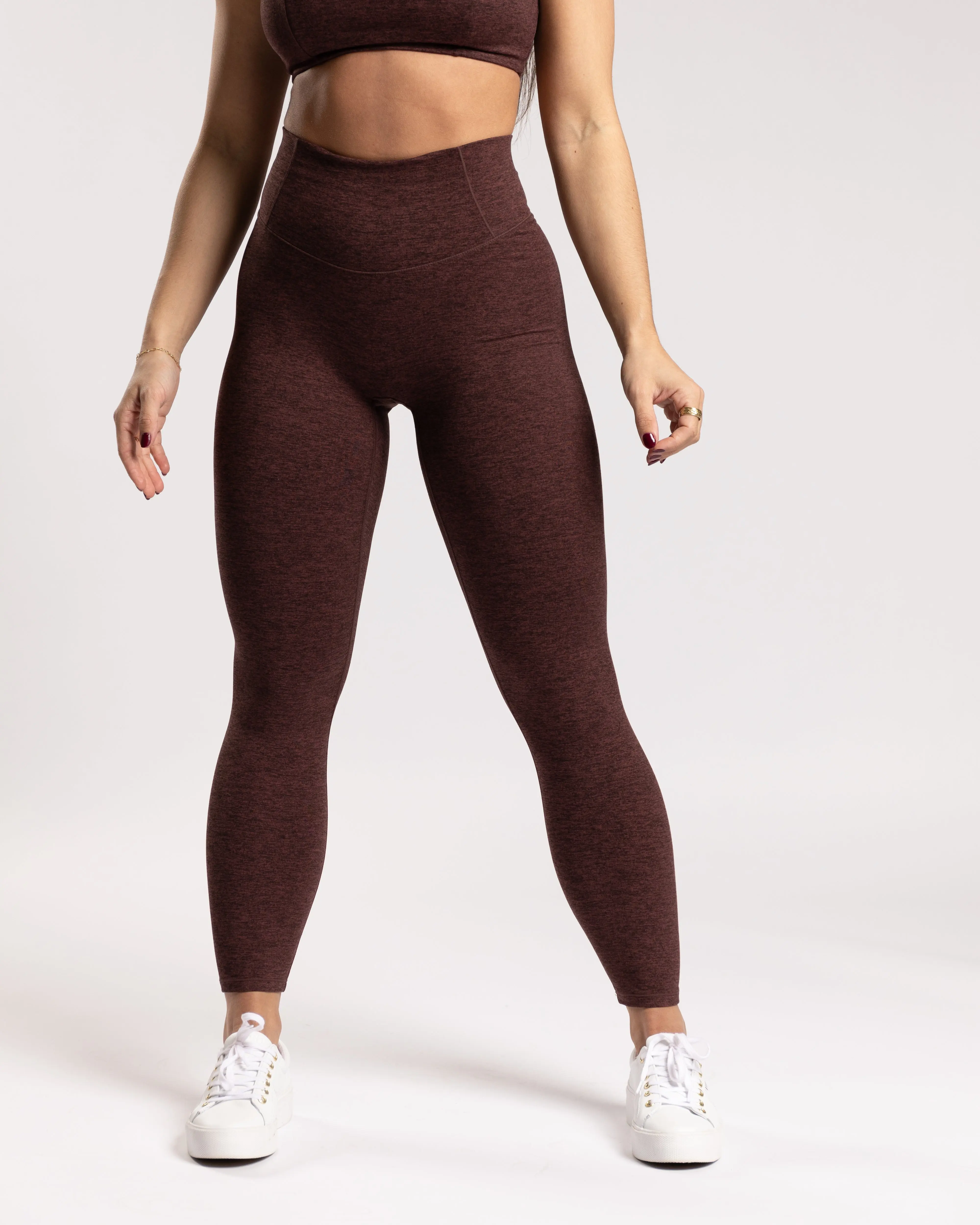 Women's BAREFORM Curve Leggings - 23" Smooth Polyester-Spandex Fabric Wrap Bottom, Chic, Athleisure Wear, High Waist Leggings, Body Contouring, Full-Length
