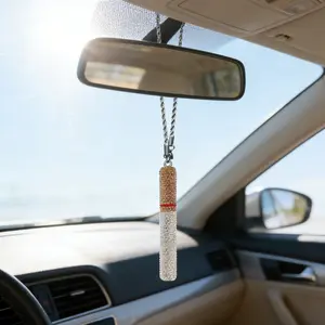 Full Drill Simulated Cigarette Hanging Ornament, Car Interior Decorative Keychain, Sparkling Diamond Luxury Rearview Mirror Decoration, Boujee Car Accessories, Car Interior Ornaments, Automotive Decorative Accessories