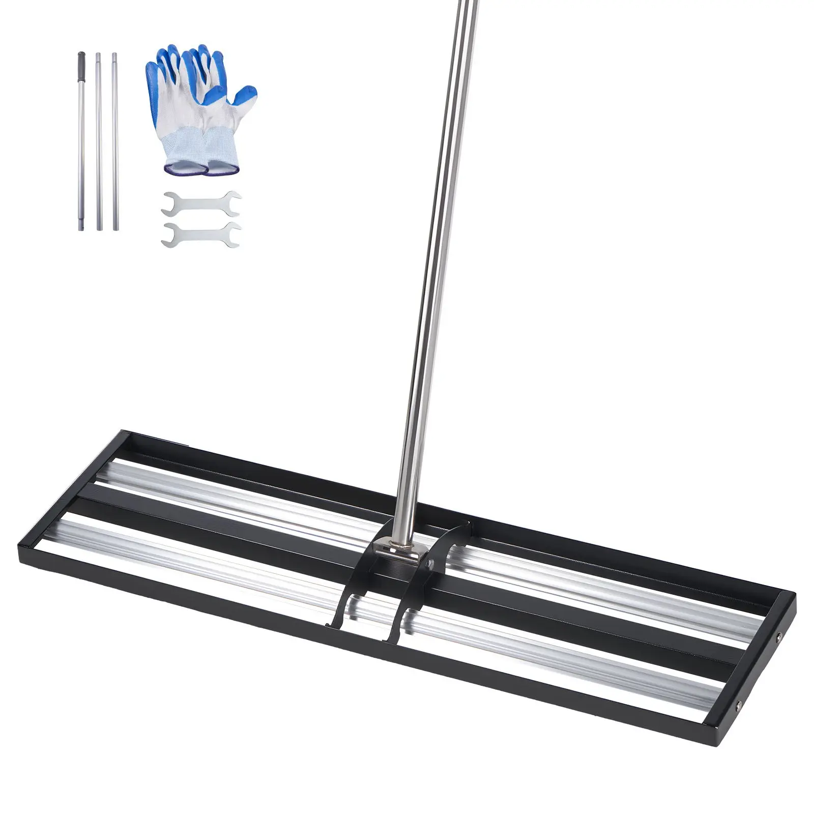 VEVOR Updated Lawn Leveling Rake with Roller, 36x 10 Stainless Steel Lawn Leveler with 83.9 Adjustable Handle, Heavy Duty Yard Leveling Rake, Effort Saving Lawn Leveling Tool for Yard Golf Court