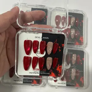 Handmade Wearable Nails New Year Edition Flower Bright Moon Round 3D Hand-Painted Cat-Eye Pure Desire Beauty Nails Decals