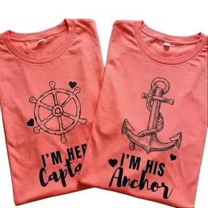 Couples T Shirts Set Im Her Captain Im His Anchor Camisetas Parejas Matching Shirts para Él y Ella Regalo Pareja Aniversario San Valentín Summer Edition Unisex Graphic Tee Romantic Couple Outfit Gift Idea Beach Vacation Love Shirts