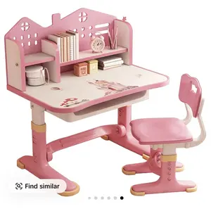 Bodonl Ergonomic Kids Height-Adjustable Desk & Chair Set - Metal-Stable Rectangular Children's Study Furniture with Tiltable Reading Stand, LED Lamp, Large Storage Drawer, Organizer Stand