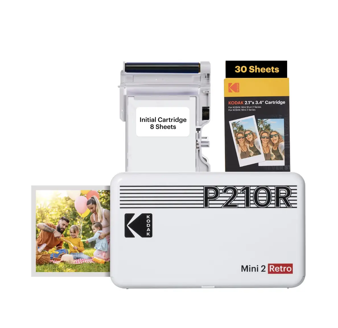 Kodak Mini 2 Retro 4PASS Portable Photo Printer P210R 2.1x3.4 Inches with 30 Sheets Cartridges & Kodak App for Easy Printing
