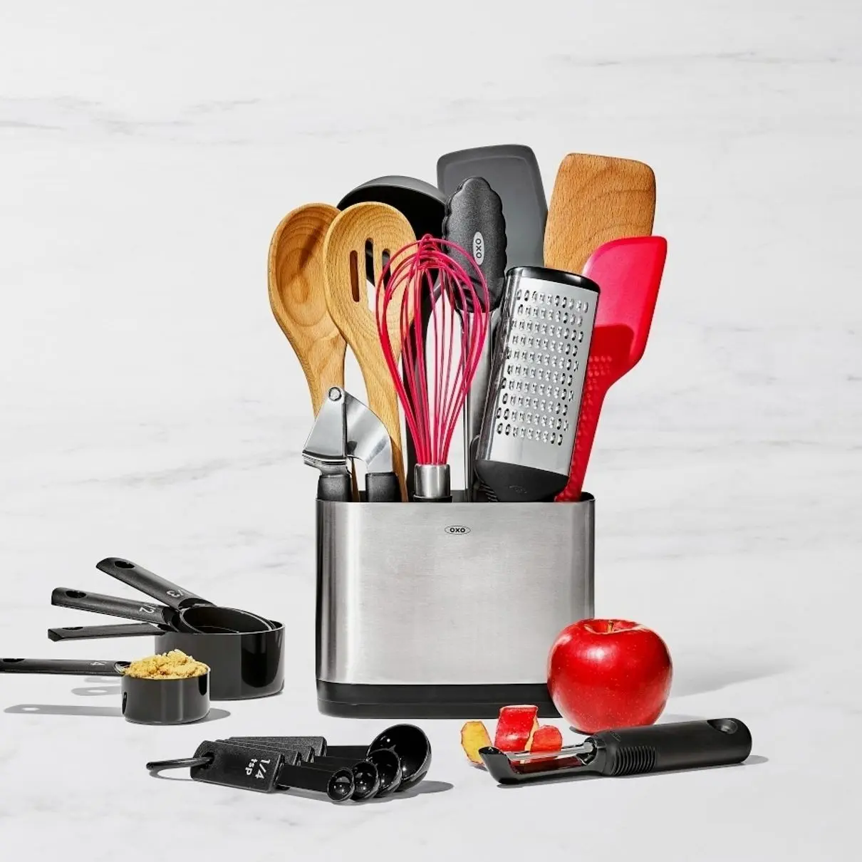 OXO Good Grips 20-Piece Everyday Kitchen Utensil Set with Nylon Whisk, Nylon Ladle, and Stainless-Steel Utensil Holder