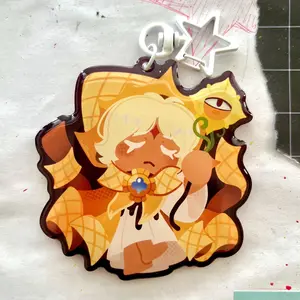 CRK Cookie Run Kingdom Keychain, Pure Vanilla Acrylic Charm Keychain, Cute, Durable, And Perfect For Bags, Keys, Or Gifts. Great For Daily Use Or As Thoughtful Little Gifts For Your Friends And Yourself.