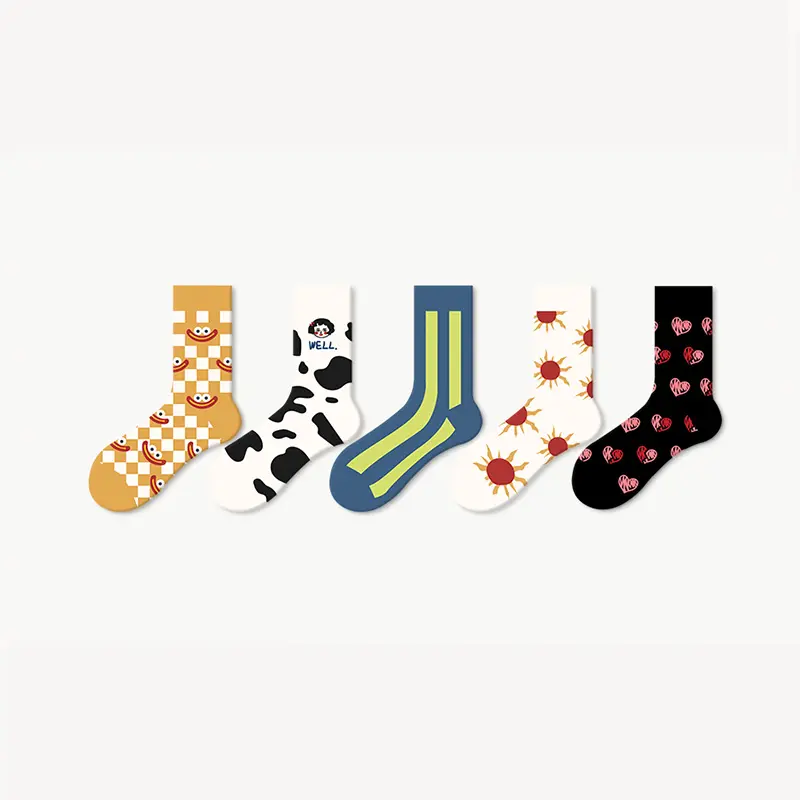 Sockibuki | Joker's Mood Crew Socks | Ideal for Stylish and Trendy Looks | 5 Pairs Box | Comfortable and Breathable with Unique Urban Design cool socks