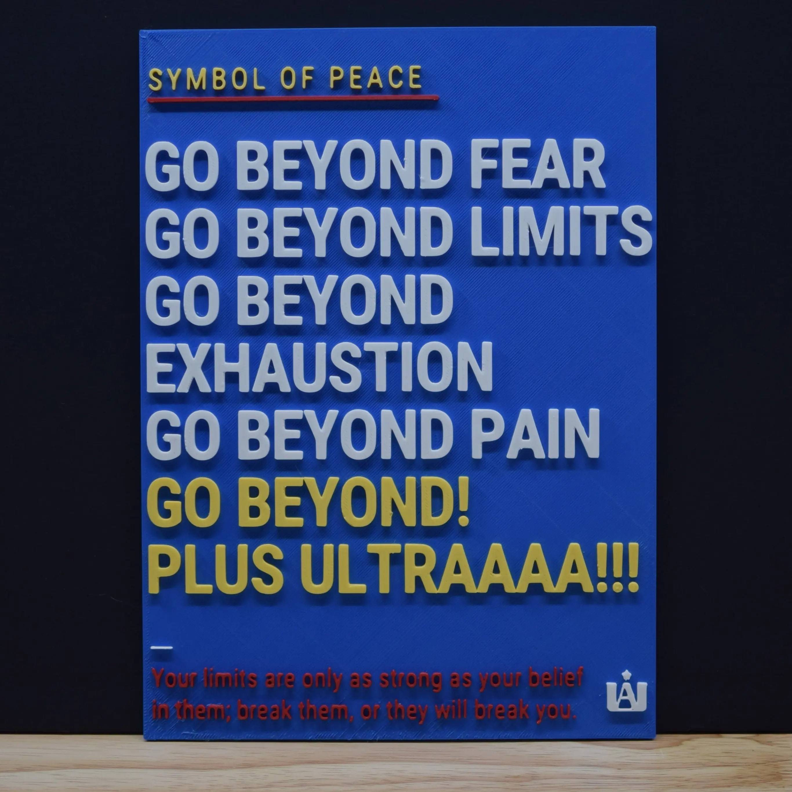 Pop-Culture Motivational Quote Wall Plaques | 3D Printed Anime & Comic Sign