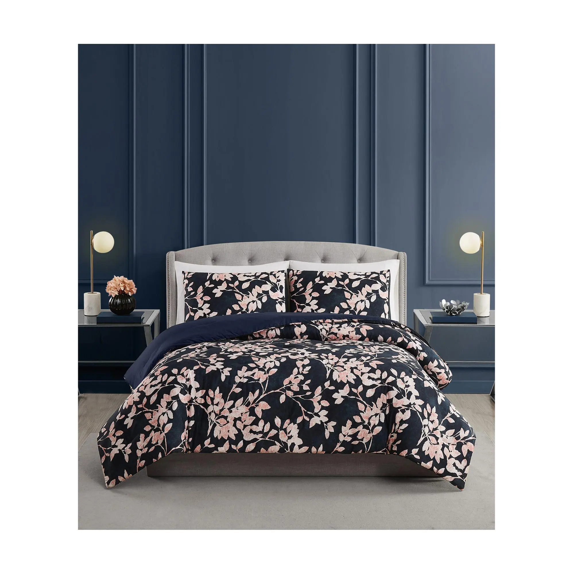 Vince Camuto Amaya Floral 3 Piece Full/Queen Duvet Cover Set