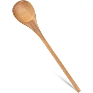 Wooden Spoons for Cooking, 12.5 Inch Long Handle Wooden Cooking Spoon, Mixing and Tasting Spoons for Nonstick Cookware