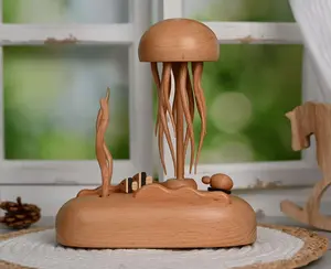 Handmade Wooden Creative Jellyfish Ornament: Healing Decor Gift & Toy Acrylic Guitar