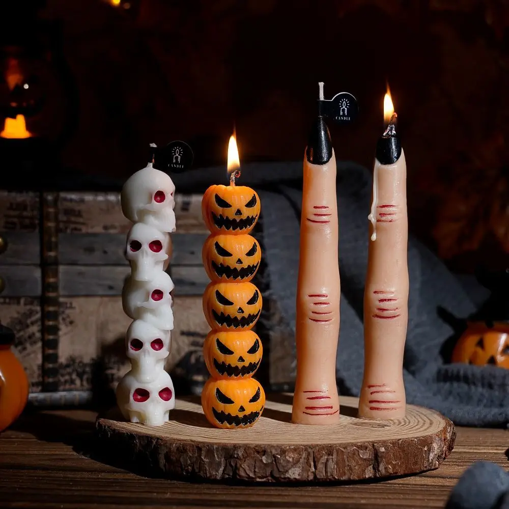 Skull Pumpkin Long Stick Candle, Halloween Party Decorative Prop, Creative Decoration for Festive Atmosphere, Unique Gift Idea