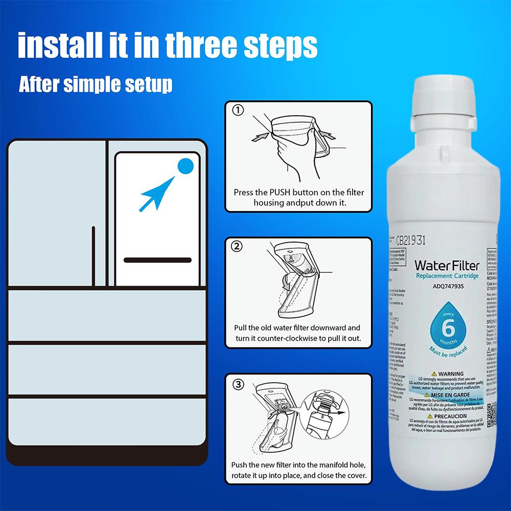 LT1000P ADQ747935 Water Filter Replacement for LG LT1000P/PC/PCS, LMXS28626S, MDJ64844601, Kenmore 46-9980, LMXS30796S, LMXS30796D, LMXC23796S, ADQ74793501, ADQ73334008