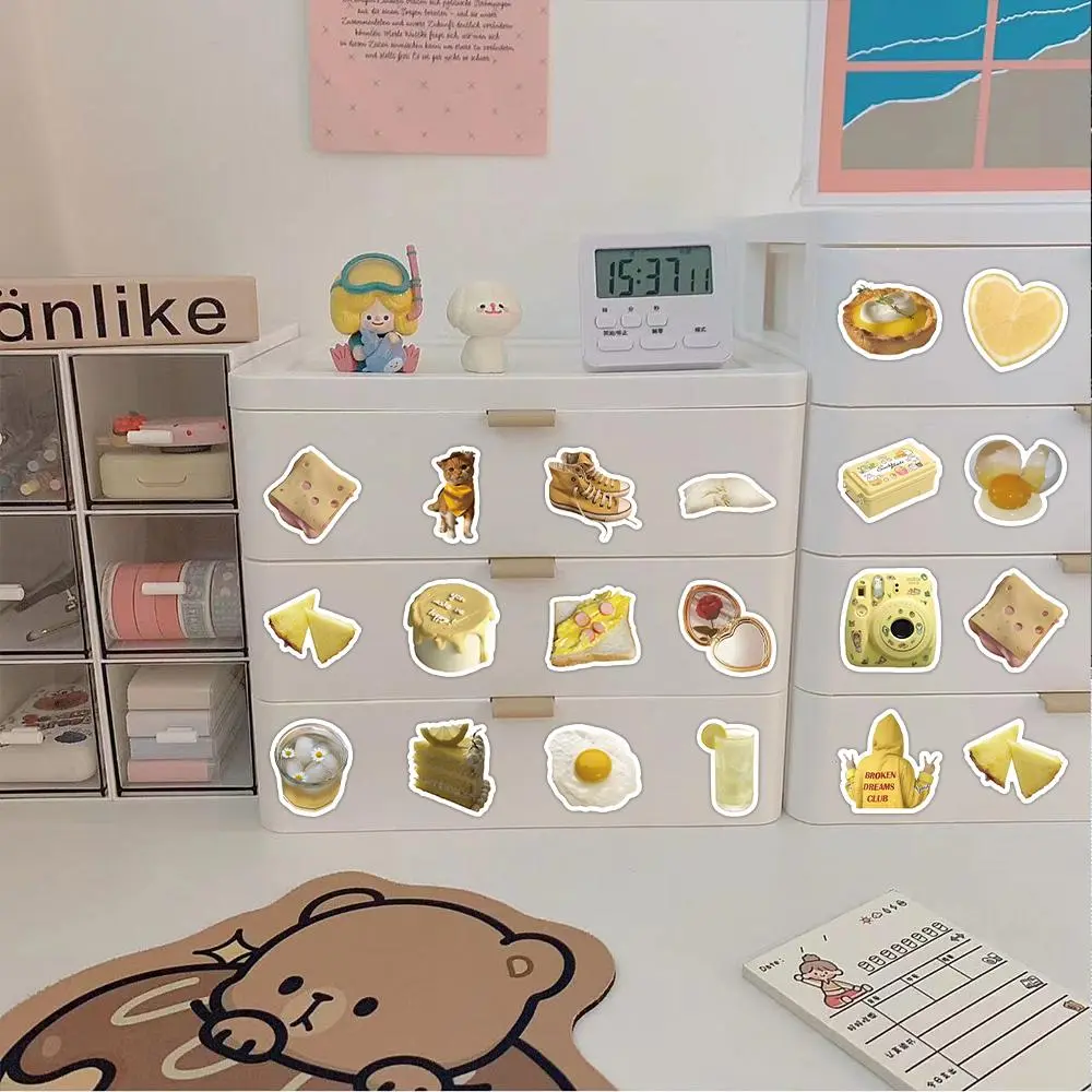 Yellow Series Graffiti Sticker, 60pcs/set Waterproof Decorative Sticker, Diy Creative Sticker for Phone Case, Laptop, Notebook, Helmet, Skateboard