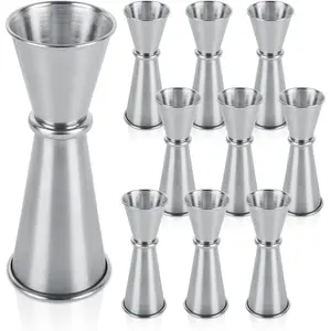 10 PCS Double Japanese Jigger 2oz 1oz 304 Stainless Steel Measuring Shot Cup for Bartending Cocktail Bartender Bar Supplies Silver