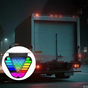 FCCEMC 12-30V RGB Triangle LED Tail Light Auto Truck Rear Decorative Flashing Signal Lamps Safety Warning Reverse Lamp Rear Lights