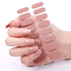 16 Tips Nude Semi-Cured Gel Nail Strips, Self-Adhesive Full Set, UV Lamp Required, Easy Apply & Remove Nail Art Tools, DIY Nail Art Kit for Women, Nail Art Stickers