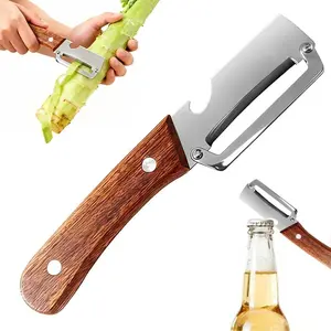 Premium-Grade Fruit & Vegetable Peeler | Sharp Stainless Steel Blade, Ergonomic Wooden Handle + Built-in Bottle Opener – Ideal for Daily Kitchen Use (Potatoes, Apples, Pumpkins & More)