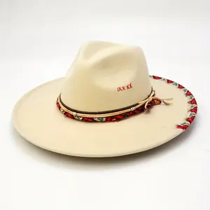 Boho Trim Rope Decor Fedora Hats Classic Solid Color British Style Felt Hat Trendy Jazz Fedoras For Women Men