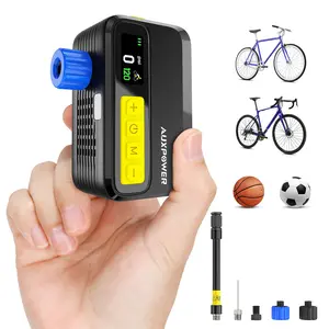 Auxpower BL05 Bicycle Pump with Pressure Gauge, 120PSI Electric Bike Pump with Presta and Schrader Valve, Auto Stop, Outdoor Camping Cycling Pump for Road, Mountain, E-Bike and Sports Balls