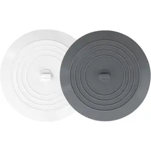 V-TOP Bathtub Drain Stopper 2 Pack, 5 inches Silicone Tub Stopper Shower Drain Cover, Bath Tub Plug Hair Stopper,Universal Flat Suction Renter Friendly Bath Accessories (White&Grey, 5 inch)