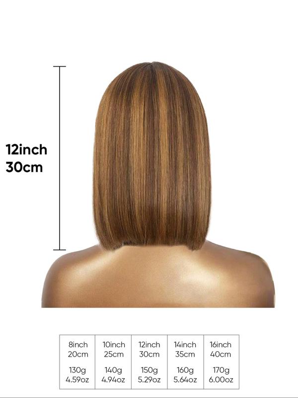 Highlight Bob Wig Colored 4/27 Highlight Bob 13X4 HD Lace Front Wig Straight Human Hair Pre Plucked With Baby Hair Ombre Brown Honey Blonde Bob Wigs For Women,8-16 inch,Natural Look for Everyday HD Lace Frontal Natural Looking Hair
