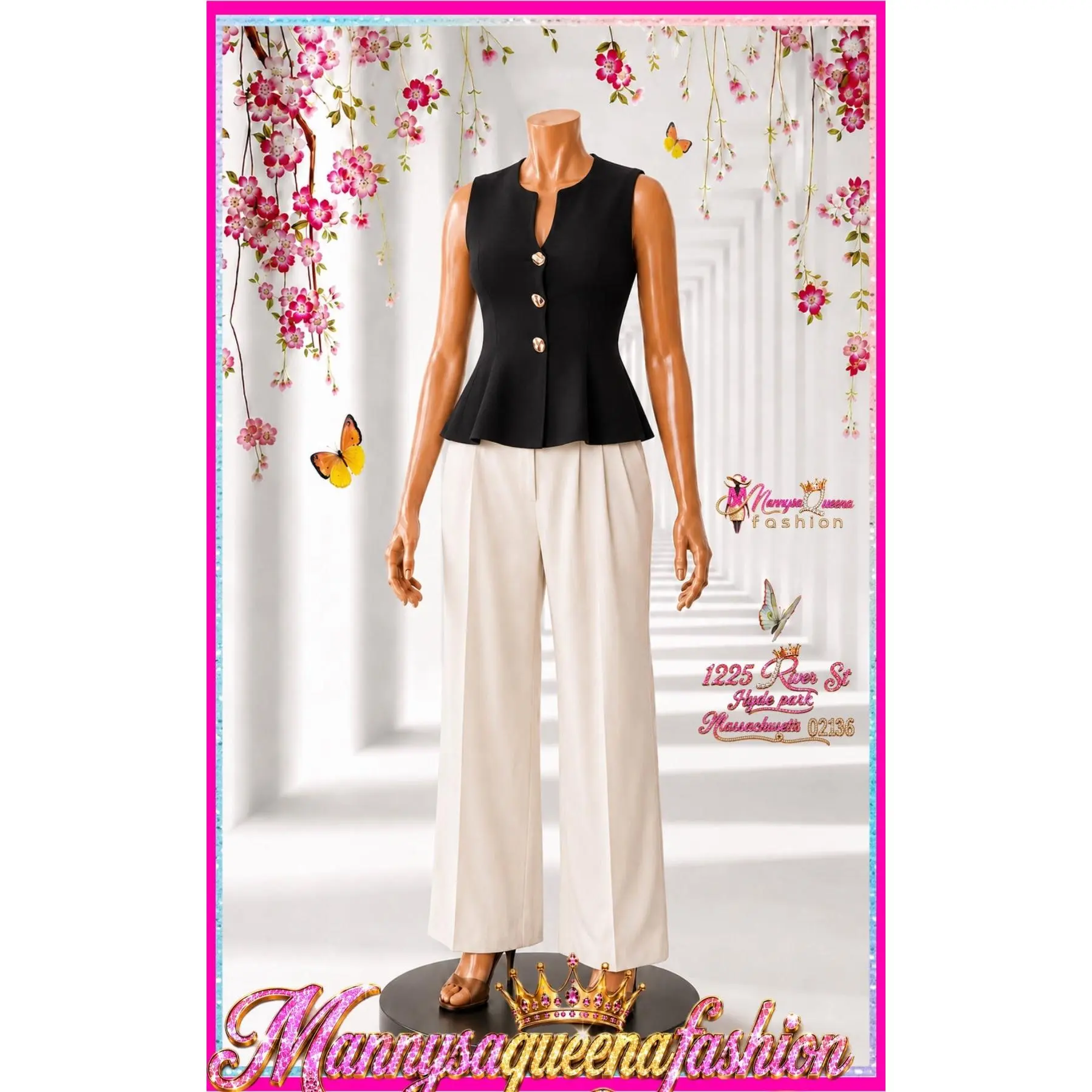 Neck Button Up Ribbed Peplum