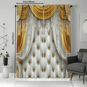 2 Piece Vintage Print Curtains, Window Curtain & Drapes for Bedroom Living Room Office Kitchen Cafe Vacation House Easy Installation