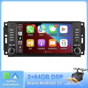 2+64G Car Radio for Wrangler JK 2007-2018 Dodge Ram 1500 2500 3500 2009-2012,7 Inch 2+64G Android 13 Touch Screen Head Unit with Wireless CarPlay & Android Auto,GPS Navigation,HD Backup Camera