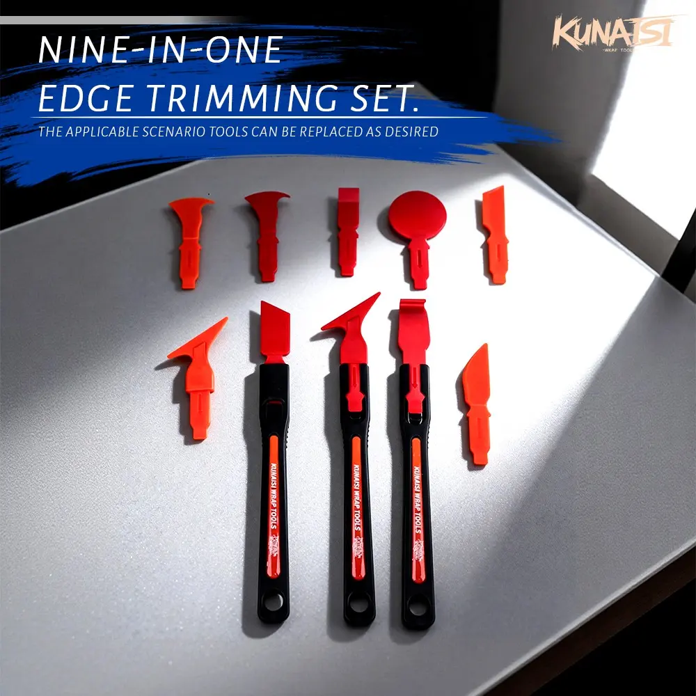Professional PPF & Vinyl Wrap Tool Kit Toolkit, 3PCS Heat Resistant POM Squeegee Set with 7 Replacement Heads for Window Tint Installation Toolset