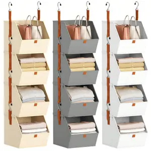 1Piece Hanging Clothes Storage Rack, Large Capacity Wardrobe Organizing Hanging Bag, Foldable Storage Bag, Clothing Classification Storage Cabinet, Suitable For Storing Underwear, Bras, Clothes, Pajamas, Underwear
