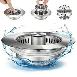 3-in-1 All-Metal Kitchen Sink Hero! This stainless steel strainer stopper combo works universally, featuring a bounce core drainer and removable filter basket to keep your sink clog-free effortlessly.