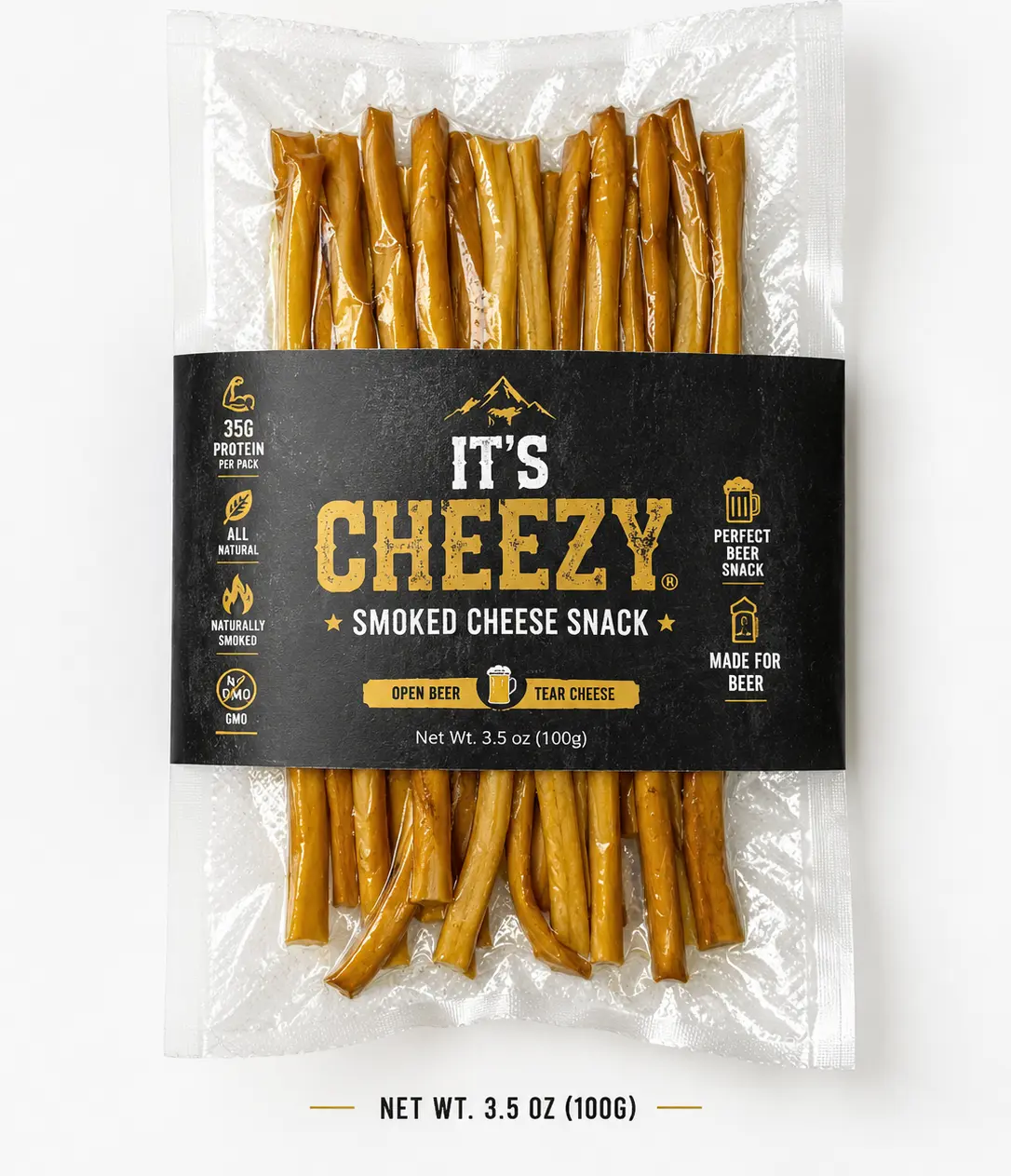 IT'S CHEEZY Smoked Cheese Snack – Naturally Smoked 35G Protein Cheese Sticks – 3.5 oz (100g)