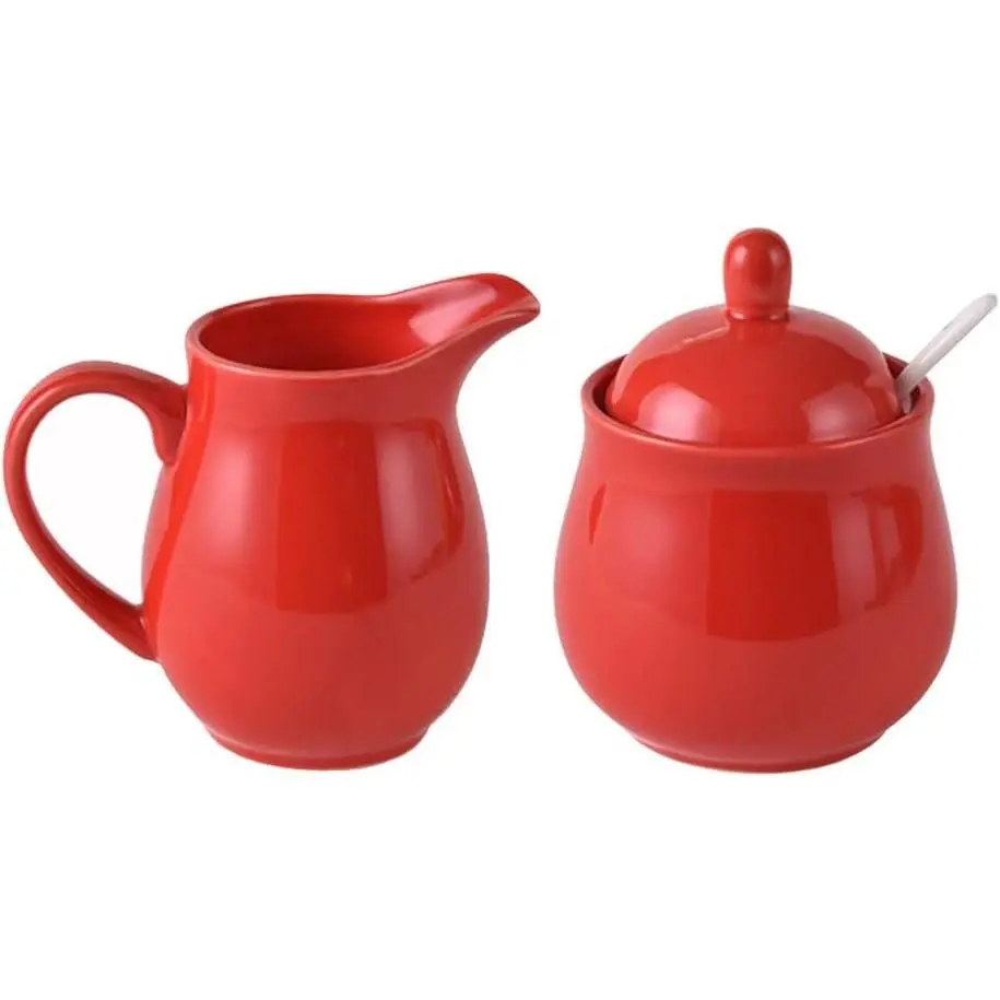 Colorful Ceramic Milk Jug Sugar Bowl, Coffee Serving Set, Creamer Pitcher and Sugar Bowl Set