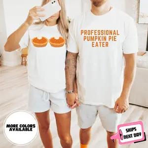 Comfort Colors Funny Couple Fall Shirts Professional Pumpkin Pie Eater Matching Wife Husband Girlfriend Boyfriend Fall Gift