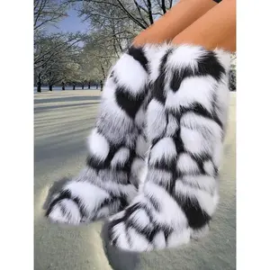 Women's Fluffy Snow Boots, Casual Waterproof Comfortable Warm Snow Boots for Winter, Female All-match Trendy Shoes for Daily Wear, Girl