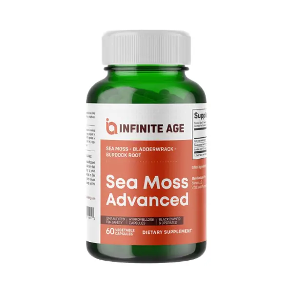 Sea Moss Herbal Capsules with Irish Sea Moss, Bladderwrack & Burdock Root, Vegan Plant-Based Supplement, 60 Count