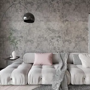 Concrete Wallpaper Peel and Stick Grey/Brown/Beige Cement Contact Paper 15.8"x591" Industrial Style Self Adhesive  Removable Wall Covering Vinyl Film Furniture Stickers for Wall